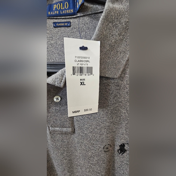 Polo Ralph Lauren Classic Fit Polo Shirt Heather Grey Men's Size Medium - Picture 15 of 15